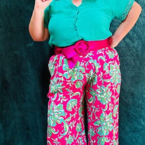 Top Spring - grande taille vert gazon manche courte