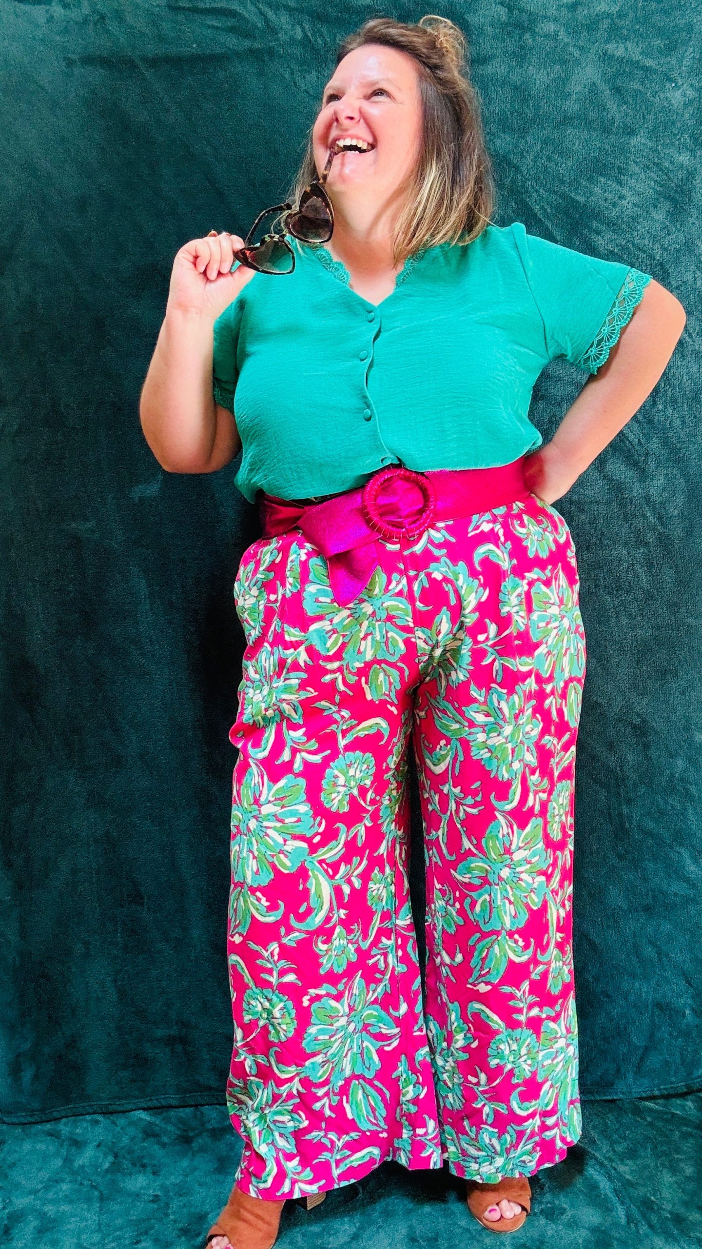 Top Spring - grande taille vert gazon manche courte