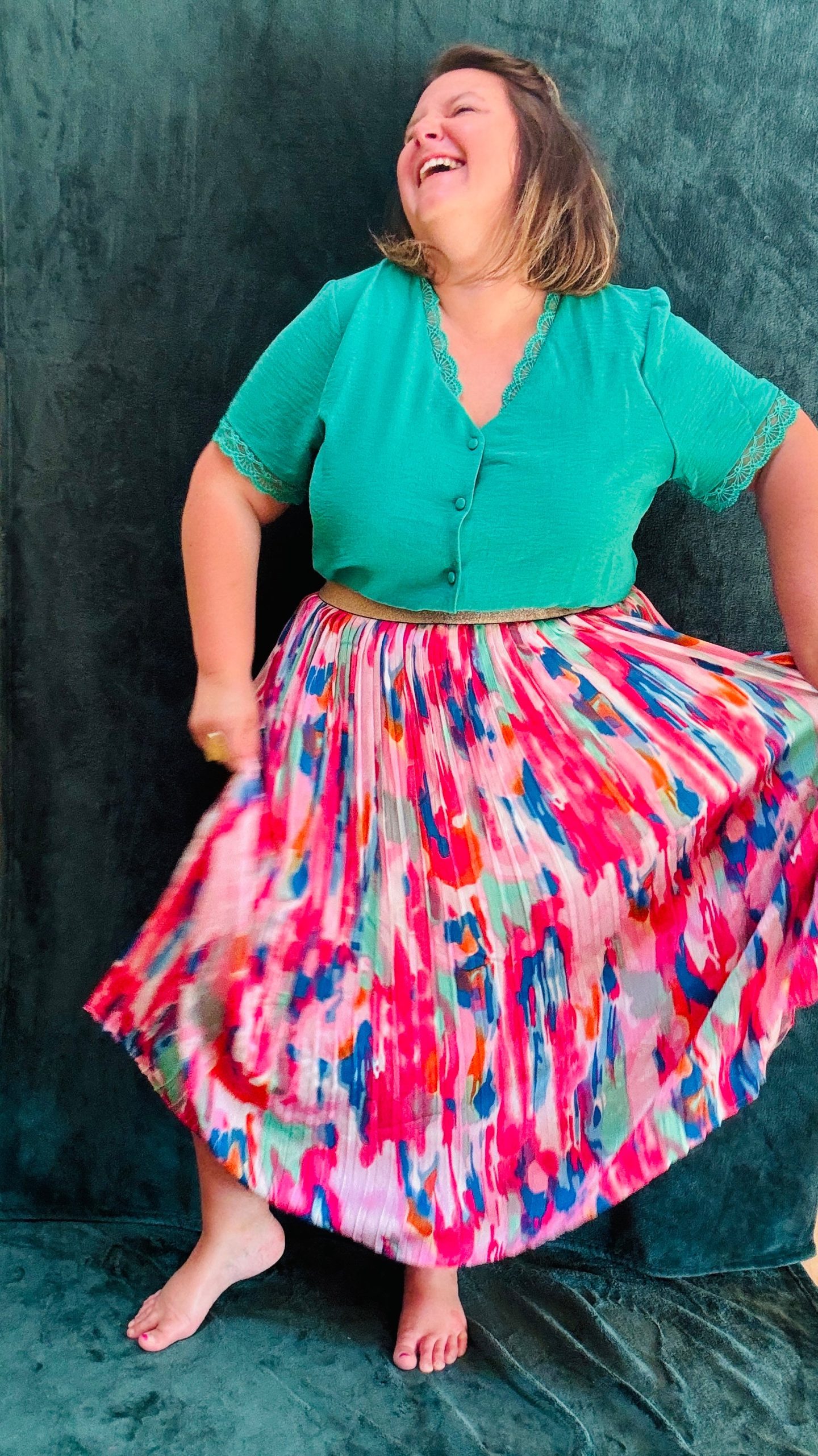 Top Spring - grande taille vert gazon manche courte – Image 2