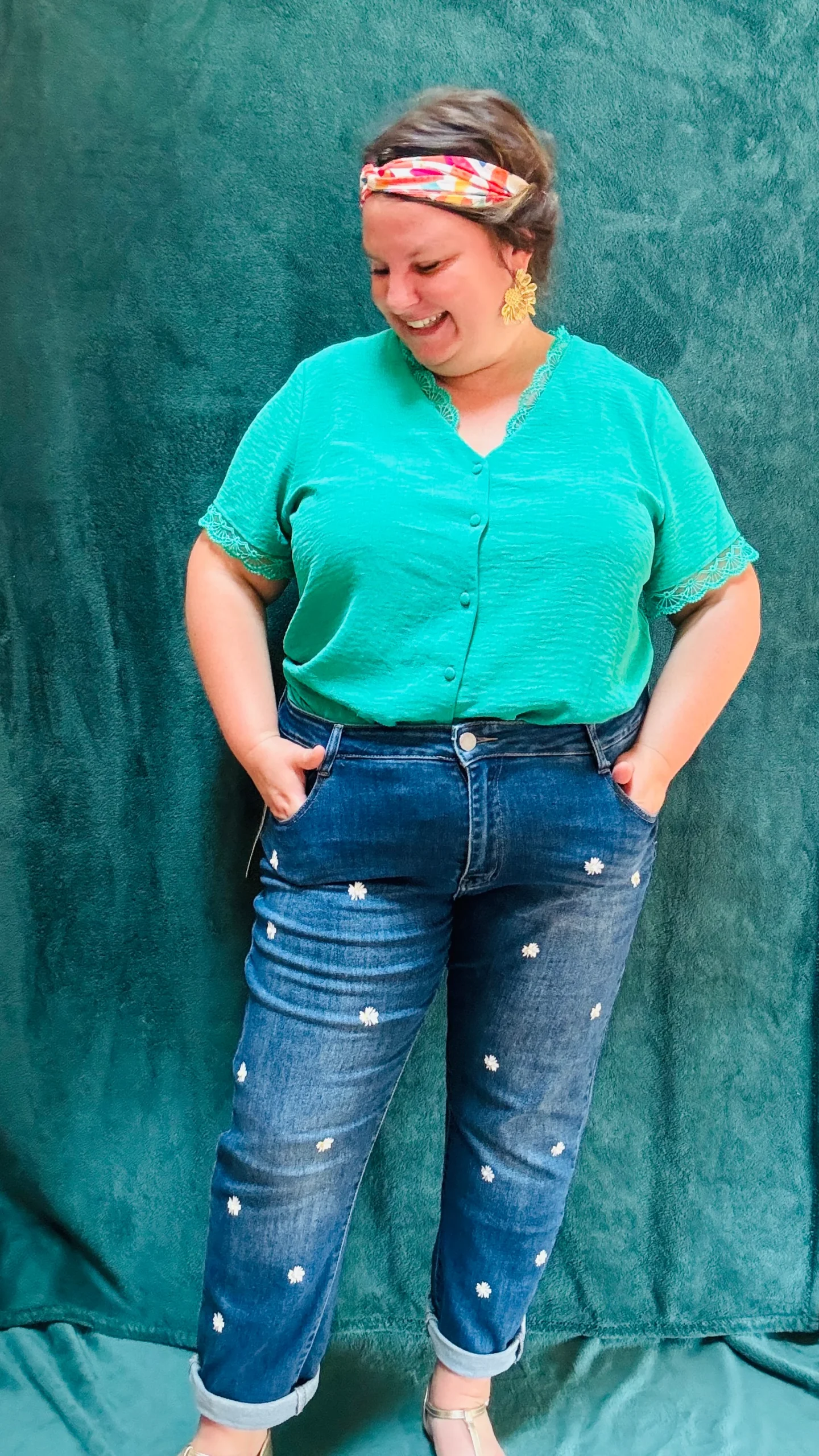 Top Spring - grande taille vert gazon manche courte – Image 9