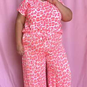 Top graou - grande taille motifs léopard rose ou orange fluo et blanc