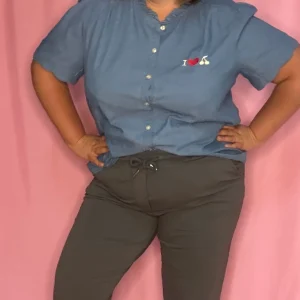 Top cerise - grande taille couleur jean clair i love cerise